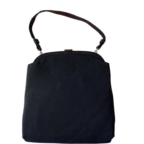 Vintage Evening Bag Rhinestone AB Closure Handbag 60s Top Handle Framed - Picture 2 of 7